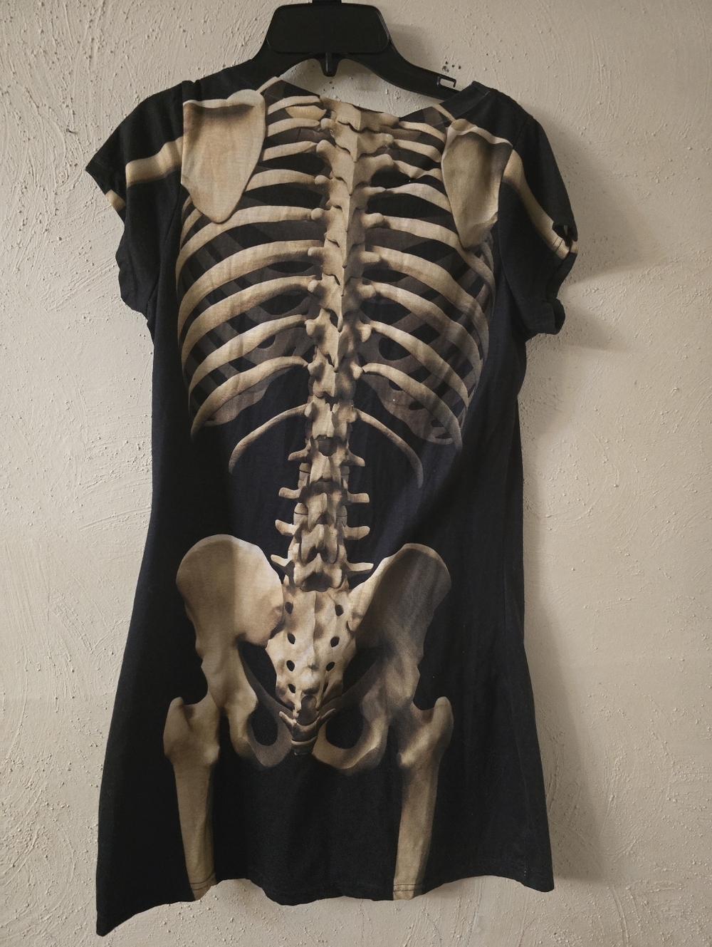Women’s Black Mini Dress with Skeletal Print - Picture 3 of 3